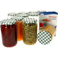 MamboCat 12er Set Rundglas 720 ml To 82 grün karierter Deckel incl. Diamant Gelierzauber Rezeptheft