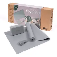 Myga Yogamatte mit Block und Riemen
