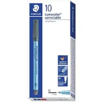 Staedtler Folienstifte Lumocolor correctable 305, Linienbreite M, trocken abwischbar, 10 St., rot