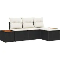 vidaXL Gartensofa-set 4 stk. Schwarz und Creme Poly Rattan
