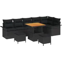 vidaXL Gartensofa-set 9 stk. Schwarz Poly-Rattan