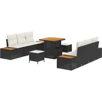 vidaXL Gartensofa-set 9 Stk. 8-Sitzanzahl Schwarz Poly Rattan
