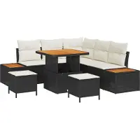 vidaXL Gartensofa-set 8 stk. 7-Sitzanzahl Schwarz Poly Rattan
