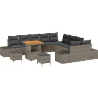 vidaXL Gartensofa-set 13 Stk. 12-Sitzanzahl Grau Poly Rattan