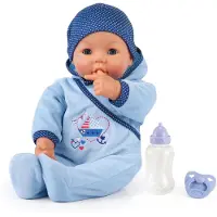Bayer Design 94683AC Hello Baby Boy Junge Interaktive Puppe mit Funktion, bewegt den Mund, spricht Babylaute, Zubehör