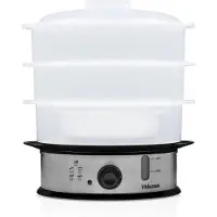 Tristar VS-3914 Dampfgarer BPA frei, 3 Korb/Körbe, Schwarz, Edelstahl, Durchscheinend, Arbeitsplatte, Drehregler, Vorderseite, 11 l