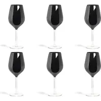 Excelsa Set Von 6 Gläser Color Wine Glas 7,5x7,5x23 cm Schwarz