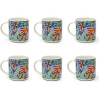 Excelsa Set Von 6 Espressotassen Mexican Flowers Porzellan 10 Cl Bunt