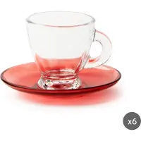 Excelsa Set Von 6 Espressotassen mit untertassen Petra Glas 9 cl Rot