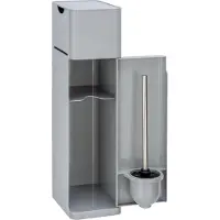 Wenko 6 in 1 Stand WC-Garnitur Imon Grau matt, integrierter Toilettenpapierhalter, WC-Bürstenhalter, Wenko Grau