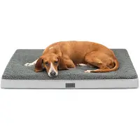 Lionto Hundebett, orthopädisches Bett mit Plüschoberfläche & WildKunstleder, abnehmbarer Bezug & Tragegriff, 91x69x8 cm, grau