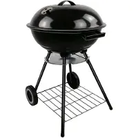 Alpina Charcoal BBQ - Kugelgrill Ø43 cm - Grill mit Deckel und Rädern - Integriertes Belüftungssystem - Herausnehmbare Aschenschale - Schwarz
