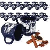 MamboCat 3160110 - 36er Set Glühweinbecher in dunkelblau mit Weihnachtslandschaft 0,2L geeicht