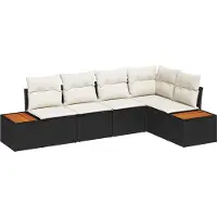 vidaXL Garten-Sofa-Set 5 stk. 5-Sitzanzahl Schwarz und Creme