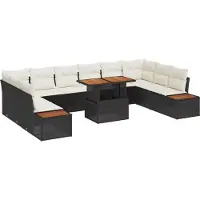 vidaXL Garten-Sofa-Set 11 stk. Schwarz Poly Rattan