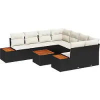 vidaXL Garten-Sofa-Set 9 Stk. Schwarz Poly Rattan