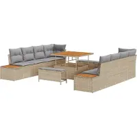 vidaXL Gartensofa-set 11 stk. 10-Sitzanzahl Beige Poly Rattan