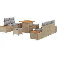 vidaXL Garten-Sofa-Set 8 stk. 7-Sitzanzahl Beige und Hellgrau