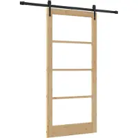 vidaXL Schiebetür Natur 93 x 202 cm Massivholz Kiefer und Glas