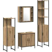 vidaXL Badezimmermöbel-Set 4 stk. Braun 33 x 33 x 185,5 cm
