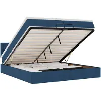 vidaXL Ottoman-Bett mit Matratzen & LEDs Blau 200x200 cm Stoff