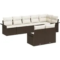 vidaXL Gartensofa-set mit Kissen 8 pcs Braun Poly-Rattan