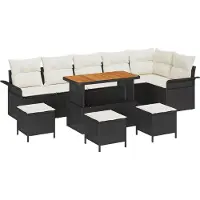 vidaXL Gartensofa-set 10 Stk. Schwarz Poly-Rattan