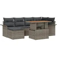 vidaXL Garten-Sofa-Set 7 stk. Grau Poly Rattan