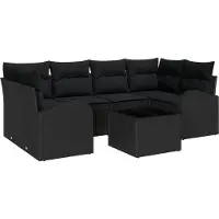 vidaXL Gartensofa-set 7 stk. 6-Sitzanzahl Schwarz Poly-Rattan