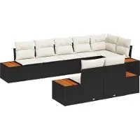 vidaXL Gartensofa-set mit Kissen 8 pcs Schwarz und Creme Polyrattan