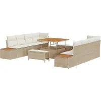 vidaXL Gartensofa-set 11 stk. 10-Sitzanzahl Beige Poly Rattan