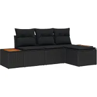 vidaXL Gartensofa-set mit Kissen 4 pcs Schwarz Poly Rattan