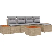 vidaXL Gartensofa-set mit Kissen 6 pcs Beige und Hellgrau Polyrattan