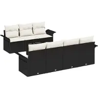 vidaXL Gartensofa-set 8 Stk. 7-Sitzanzahl Schwarz und Creme