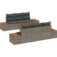 vidaXL Garten-Sofa-Set 7 Stk. Grau Poly Rattan