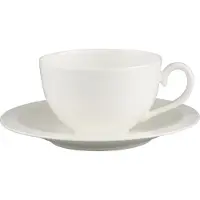 Villeroy & Boch Tasse "Cappuccinotasse mit Untertasse White Pearl 310 ml 2er Set weiß", weiß, Porzellan, Trinkgefäße, Tasse