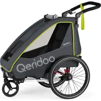 Qeridoo QUPA 1 - Kinderfahrradanhänger für 1 Kind, Farbe: Lime
