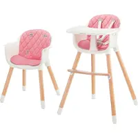 Kinderkraft SIENNA Kinderhochstuhl 2-in-1 Verstellbarer Hochstuhl für Babys und Kinder bis 20 kg, abnehmbares Tablett, rutschfest, leicht - Rosa