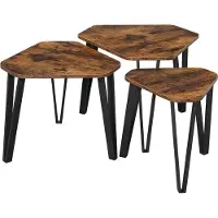 CALICOSY Beistelltisch, 3er Set, mit Metallbeinen, Industrie-Design