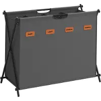 Songmics Wäschekorb 155 Liter mit 4 Fächern schiefergrau LCB140G01
