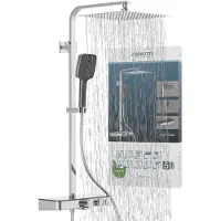Safety Jogger SCHÜTTE Duschsystem OCEAN, Edelstahl Regendusche mit Thermostat und Ablage, Duschbrause, Dusche