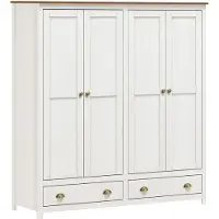 SIT Möbel Kleiderschrank | 4 Türen, 2 Schubladen | Kiefer-Holz massiv | Weiß | B 176 x T 54 x H 185 cm | 19000-90 | Serie SCHRANK