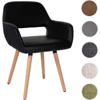 Generique Esszimmerstuhl HWC-A50 II, Stuhl Küchenstuhl, Retro 50er Jahre Design - Kunstleder, schwarz, helle Beine