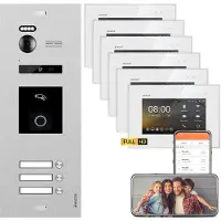 Balter EVO HD Silber RFID/Fingerprint 3x7" WiFi + 3x7" Weiß Video Türsprechanlage Set 3 FAM