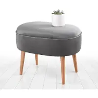 Atelier Del Sofa | Hocker Moile Samt grau Leinen 63x47x44 cm | NADUVI