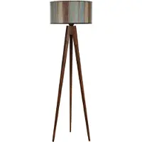 Opviq , Tripod Ceviz Lambader Silindir Renkli Abajurlu, Stehlampen, Mehrfarbig, Holz, 45 x 45 x 153 cm