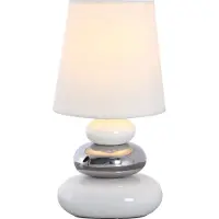 Näve 3045323 Stoff-Tischleuchte ; Farbe: Weiß / Chrom