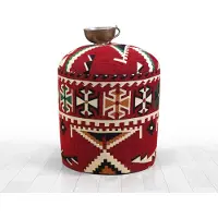 Atelier Del Sofa | Hocker Bozok rot Baumwolle 40x46x40 cm | NADUVI