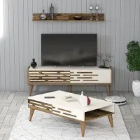Skye Decor , Valensiya 140 - Walnut, Cream, Wohnzimmermöbel-Set, Nussbaum, 100 % MELAMINBESCHICHTETE SPANPLATTEN, 140 x 45 x 35 cm