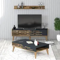 Skye Decor , Valensiya 140 - Walnut, Anthracite, Wohnzimmermöbel-Set, Nussbaum, 100 % MELAMINBESCHICHTETE SPANPLATTEN, 140 x 45 x 35 cm